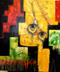 The Music of Krishna01 (ART_1149_45974) - Handpainted Art Painting - 20in X 24in