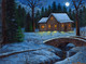 The Moonlight Cottage (ART_4815_46166) - Handpainted Art Painting - 16in X 12in