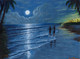 The Moonlight Walk (ART_4815_46164) - Handpainted Art Painting - 16in X 12in