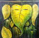 Ganesha Leaves Face (ART_1229_46458) - Handpainted Art Painting - 30in X 30in