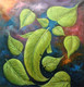 Ganesha Leaves (ART_1229_46457) - Handpainted Art Painting - 30in X 30in