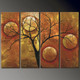 tree, moon, night, circle, abstract, multi piece tree, multi piece abstract, brown