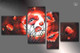 Flower, flowers, blossom, red blossom,moon, sun, multi piece flower, multi piece red flower
