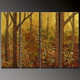 tree, trees, forest, yellow forest, abstract, abstract forest, way , road, road through forest