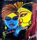 KRISHNA WITH RADHA (ART_7353_46812) - Handpainted Art Painting - 12in X 13in
