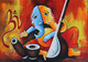 Musical Ganesha-005 (ART_3319_47174) - Handpainted Art Painting - 36in X 24in