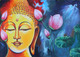 Buddha with lotus (ART_3319_47168) - Handpainted Art Painting - 36in X 24in