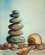Pile of stones (ART_5318_47034) - Handpainted Art Painting - 8in X 10in