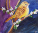 Warbler perched on a flowering tree branch (ART_7424_47810) - Handpainted Art Painting - 12in X 10in