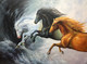 Running horses painting  (ART_6706_48433) - Handpainted Art Painting - 48in X 36in