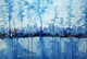 Abstract Blue City (ART_7556_49152) - Handpainted Art Painting - 22in X 15in