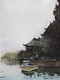 Boat At The Chinese Pier (ART_7558_49220) - Handpainted Art Painting - 16in X 20in