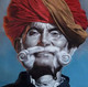 rajasthani old man face silk  painting wrinkles on face fine art work  (ART_7555_49168) - Handpainted Art Painting - 18in X 24in