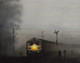 Train in foggy morning (ART_7574_49589) - Handpainted Art Painting - 27in X 22in