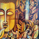 Buddha's Abstract Painting (ART_6505_49788) - Handpainted Art Painting - 22in X 22in