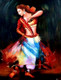 Dancing indian lady (ART_4966_49357) - Handpainted Art Painting - 24in X 30in