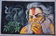 Indian UV smoking sadhu with handmade painting (ART_7555_49444) - Handpainted Art Painting - 16in X 26in