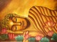 Buddha Sleeping under the Bodh tree (ART_7613_50032) - Handpainted Art Painting - 36in X 24in