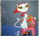 cat, cat riding bike, eiffel , eiffle tower, cat riding scooter, scooter, pink scooter, cat wearing glasses , hanky, scarf
