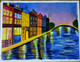 An Evening in the City (ART_7600_49946) - Handpainted Art Painting - 11in X 9in