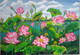 Lotus Pond (ART_7526_49877) - Handpainted Art Painting - 15in X 22in