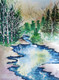 Autumn blues (ART_7420_49032) - Handpainted Art Painting - 12in X 10in