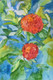 Bouquet of Stars in Scarlet_Ixora (ART_7640_51047) - Handpainted Art Painting - 15in X 22in