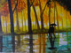 In The Rain (ART_398_51067) - Handpainted Art Painting - 16in X 11in