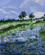 The waterbody (ART_7692_51010) - Handpainted Art Painting - 12in X 10in