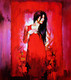 lady, lady in red dress, woman, girl, woman in red painting, girl in red dress, standing lady, red