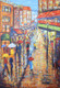 city, landscape, cityscape, rain, rainy day in city, city, city painting, rain painting