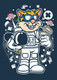 Leopard Astronaut (PRT_2608) - Canvas Art Print - 21in X 29in