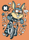 Rabbit Motocross Rider (PRT_2643) - Canvas Art Print - 21in X 29in