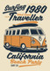 Surfing 1980 (PRT_3091) - Canvas Art Print - 16in X 22in