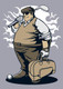 Fat Golfer (PRT_3368) - Canvas Art Print - 21in X 29in