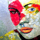 Lady,Women,Rocking, Multi Color Face,Colorful Life,Red,Pink,Orange Face,Red Eye