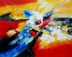 abstract, abstract painting, boats, abstract boats, red, red abstract painting, multi color abstract, yellow