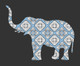 Blue Elephant Ornament (PRT_4218) - Canvas Art Print - 21in X 17in