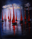 Red Boats (ART_236_51833) - Handpainted Art Painting - 18in X 24in