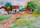Village lifestyle  (ART_7730_51651) - Handpainted Art Painting - 16in X 11in