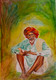 A old happy farmer  (ART_7730_51646) - Handpainted Art Painting - 11in X 16in