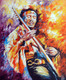 man, man playing guitar, guitar, musical instrument, man playing musical instrument painting, man playing guitar painting, music, music and dance