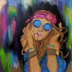 Hippie Girl  (ART_5690_52104) - Handpainted Art Painting - 40in X 35in