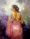 Beautiful Indian Woman - with pink Sari (ART_1038_52718) - Handpainted Art Painting - 24in X 30in