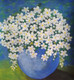 White Flowers in pot (ART_7789_52560) - Handpainted Art Painting - 16in X 26in