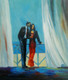 lady, girl ,woman, painting of a woman, couple, romantic couple, couple at party, couple talking
