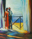 lady, girl ,woman, painting of a woman, couple, romantic couple, couple at party, couple talking