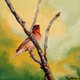 Rosefinch At Sunrise I (ART_6676_53351) - Handpainted Art Painting - 10in X 10in