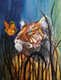 The wild cat: Tiger in Watercolor (ART_7815_53276) - Handpainted Art Painting - 17in X 22in