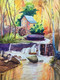 Old Watermill house during Autumn in Watercolor (ART_7815_53273) - Handpainted Art Painting - 15in X 19in
